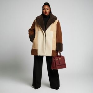 A.L.C. Stefan Plush Teddy Sherpa Coat – Relaxed Cozy 70s Style - Size XL